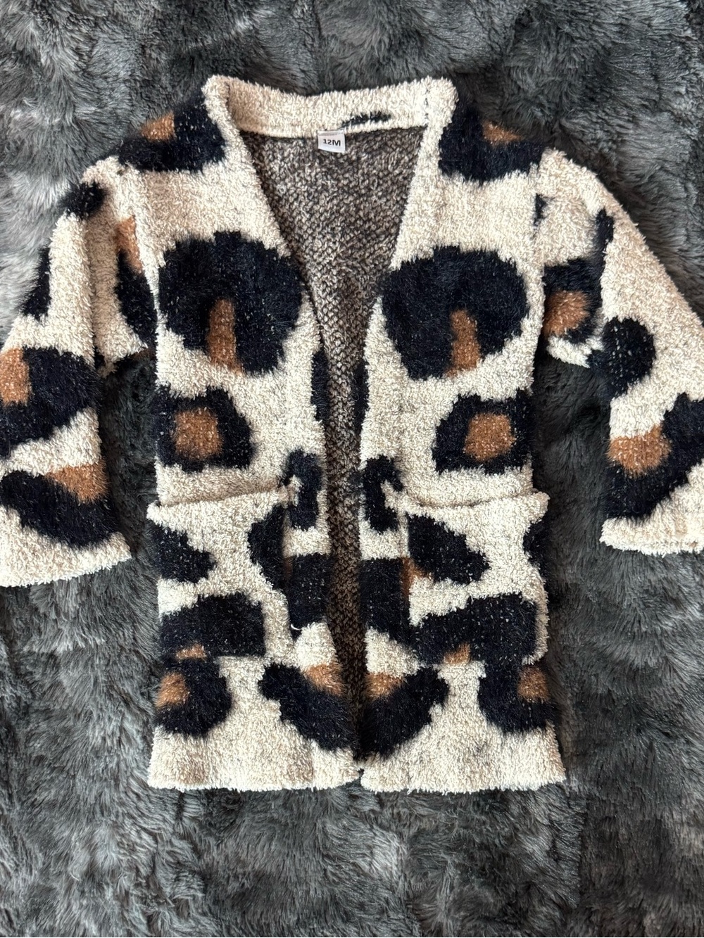 Cozy Cream Leopard Print Kids Cardigan Jacket